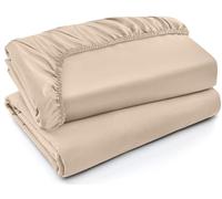 Utopia Bedding Juego de 2 Sabana Bajera - Twin - Beige - Bolsillo Profundo - Microfibra Cepillada (Cama 180)