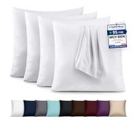 Utopia Bedding - Juego de 4 Fundas de Almohada - 50 x 50 cm - Oeko-Tex - Microfibra cepillada, 100% poliéster, con Cierre Tipo sobre (no Incluye Relleno), Solo Funda de Almohada - Blanco