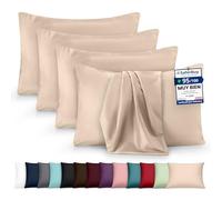 Utopia Bedding - Juego de 4 Fundas de Almohada - 50 x 75 cm - Oeko-Tex - Microfibra cepillada, 100% poliéster, con Cierre Tipo sobre (no Incluye Relleno), Solo Funda de Almohada - Beige