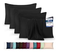 Utopia Bedding - Juego de 4 Fundas de Almohada - 50 x 75 cm - Oeko-Tex - Microfibra cepillada, 100% poliéster, con Cierre Tipo sobre (no Incluye Relleno), Solo Funda de Almohada - Negro