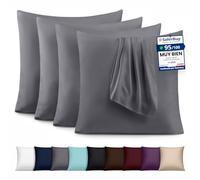 Utopia Bedding - Juego de 4 Fundas de Almohada - 60 x 60 cm - Oeko-Tex - Microfibra cepillada, 100% poliéster, con Cierre Tipo sobre (no Incluye Relleno), Solo Funda de Almohada - Gris
