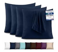 Utopia Bedding - Juego de 4 Fundas de Almohada - 60 x 60 cm - Oeko-Tex - Microfibra cepillada, 100% poliéster, con Cierre Tipo sobre (no Incluye Relleno), Solo Funda de Almohada - Azul Marino
