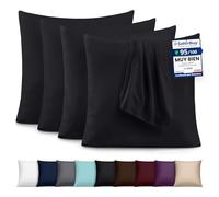 Utopia Bedding - Juego de 4 Fundas de Almohada - 65 x 65 cm - Oeko-Tex - Microfibra cepillada, 100% poliéster, con Cierre Tipo sobre (no Incluye Relleno), Solo Funda de Almohada - Negro