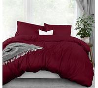 Utopia Bedding Juego de Funda de edredón de Matrimonio, 1 Funda de edredón y 2 Fundas de Almohada, Cierre de Cremallera, Microfibra cepillada Suave, 203 x 229 cm (Matrimonio, Burdeos)