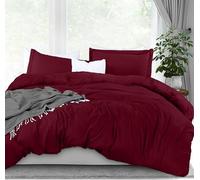 Utopia Bedding Juego de Funda de edredón tamaño King, 1 Funda de edredón y 2 Fundas de Almohada, Cierre de Cremallera, Microfibra cepillada Suave, 264 x 229 cm, (King, Burdeos)