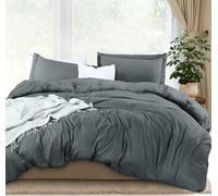 Utopia Bedding Juego de Funda de edredón tamaño King, 1 Funda de edredón y 2 Fundas de Almohada, Cierre de Cremallera, Microfibra cepillada Suave, 264 x 229 cm, (King, Gris)