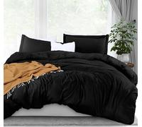 Utopia Bedding Juego de Funda de edredón tamaño King, 1 Funda de edredón y 2 Fundas de Almohada, Cierre de Cremallera, Microfibra cepillada Suave, 264 x 229 cm, (King, Negro)