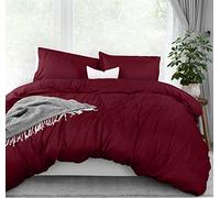 Utopia Bedding Juego de Funda de edredón tamaño Queen, 1 Funda de edredón y 2 Fundas de Almohada, Cierre de Cremallera, Microfibra cepillada Suave, 229 x 229 cm (Queen, Burdeos)