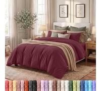 Utopia Bedding Juego de funda de edredón tamaño Queen, 1 funda de edredón y 2 fundas de almohada, cierre de cremallera, microfibra cepillada suave, 229 x 229 cm (Queen, burdeos)