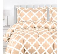 Utopia Bedding - Juego de Ropa de Cama con 2 Fundas de Almohada - Lujosa Microfibra cepillada - Edredón Alternativo al plumón - Suave y cómodo - Lavable a máquina, Beige cuadrifolio, tamaño King