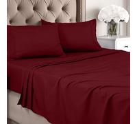 Utopia Bedding Juego de Ropa de Cama de Microfibra cepillada, Suave sábana Bajera para Cama de Matrimonio, Incluye 1 Funda de edredón, 1 sábana Bajera y 2 Fundas de Almohada, Color Burdeos