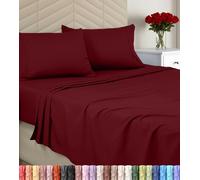 Utopia Bedding Juego de Ropa de Cama de Microfibra cepillada, Suave sábana Bajera para Cama de Matrimonio, Incluye 1 Funda de edredón, 1 sábana Bajera y 2 Fundas de Almohada, Color Burdeos