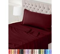 Utopia Bedding Juego de Sabanas 3 Piezas 90x190 - Poliéster Microfibra Cepillada - Oeko-Tex Certificado - Sábana Bajera, Sábana Plana y 1 Funda de Almohada 50x75 (Cama 90, Burdeos)