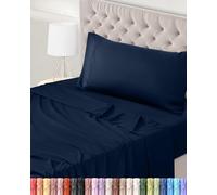 Utopia Bedding Juego de Sabanas 3 Piezas 90x190 - Poliéster Microfibra Cepillada - Oeko-Tex Certificado - Sábana Bajera, Sábana Plana y 1 Funda de Almohada 50x75 (Cama 90, Azul Marino)
