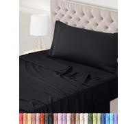 Utopia Bedding Juego de Sabanas 3 Piezas 90x190 - Poliéster Microfibra Cepillada - Oeko-Tex Certificado - Sábana Bajera, Sábana Plana y 1 Funda de Almohada 50x75 (Cama 90, Negro)