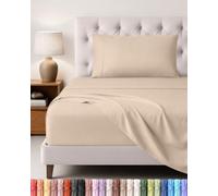 Utopia Bedding Juego de Sabanas 3 Piezas, 90x190cm, Beige | Sábana Bajera, Sábana Plana y 1 Funda de Almohada 50x75 - Cama 90 - Oeko-Tex Certificado - Poliéster Microfibra Cepillada