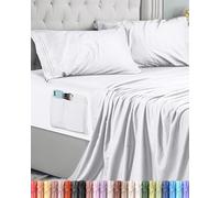 Utopia Bedding Juego de Sabanas 4 Piezas 135x190 - Microfibra De Poliéster, Sábana Bajera con Bolsillos de Almacenamiento, Sábana Plana Y 2 Fundas De Almohada Bordadas (Cama 135, Blanco)