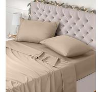 Utopia Bedding Juego de Sabanas 4 Piezas 135x190 - Poliéster Microfibra Cepillada - Oeko-Tex Certificado - Sábana Bajera, Sábana Plana y 2 Fundas de Almohada 50x75 (Cama 135, Beige)