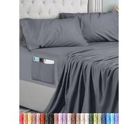Utopia Bedding Juego de Sabanas 4 Piezas 150x200 - Microfibra De Poliéster, Sábana Bajera con Bolsillos de Almacenamiento, Sábana Plana Y 2 Fundas De Almohada Bordadas (Cama 150, Gris)