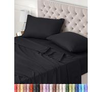 Utopia Bedding Juego de Sabanas 4 Piezas 150x200 - Poliéster Microfibra Cepillada - Oeko-Tex Certificado - Sábana Bajera, Sábana Plana y 2 Fundas de Almohada 50x75 (Cama 150, Negro)