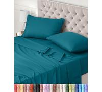 Utopia Bedding Juego de Sabanas 4 Piezas 150x200 - Poliéster Microfibra Cepillada - Oeko-Tex Certificado - Sábana Bajera, Sábana Plana y 2 Fundas de Almohada 50x75 (Cama 150, Azul Vaquero)