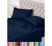 Utopia Bedding Juego de Sabanas 4 Piezas 150x200 - Poliéster Microfibra Cepillada - Oeko-Tex Certificado - Sábana Bajera, Sábana Plana y 2 Fundas de Almohada 50x75 (Cama 150, Azul Marino)