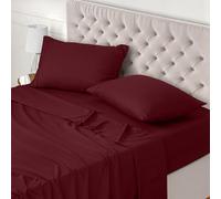 Utopia Bedding Juego de Sabanas 4 Piezas 150x200 - Poliéster Microfibra Cepillada - Oeko-Tex Certificado - Sábana Bajera, Sábana Plana y 2 Fundas de Almohada 50x75 (Cama 150, Burdeos)