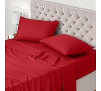 Utopia Bedding Juego de Sabanas 4 Piezas 150x200 - Poliéster Microfibra Cepillada - Oeko-Tex Certificado - Sábana Bajera, Sábana Plana y 2 Fundas de Almohada 50x75 (Cama 150, Rojo)