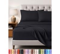 Utopia Bedding Juego de Sabanas 4 Piezas, 150x200cm, Negro | Sábana Bajera, Sábana Plana y 2 Fundas de Almohada 50x75 - Cama 150 - Oeko-Tex Certificado - Poliéster Microfibra Cepillada