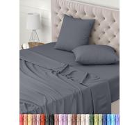 Utopia Bedding Juego de Sabanas 4 Piezas 160x200 - Poliéster Microfibra Cepillada - Oeko-Tex Certificado - Sábana Bajera, Sábana Plana y 2 Fundas de Almohada 65x65 (Cama 160, Gris)