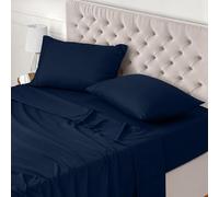 Utopia Bedding Juego de Sabanas 4 Piezas 160x200 - Poliéster Microfibra Cepillada - Oeko-Tex Certificado - Sábana Bajera, Sábana Plana y 2 Fundas de Almohada 50x75 (Cama 160, Azul Marino)