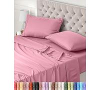 Utopia Bedding Juego de Sabanas 4 Piezas 180x200 - Poliéster Microfibra Cepillada - Oeko-Tex Certificado - Sábana Bajera, Sábana Plana y 2 Fundas de Almohada 50x75 (Cama 180, Rosa)