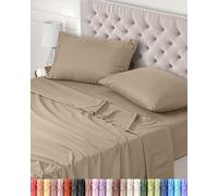 Utopia Bedding Juego de Sabanas 4 Piezas 180x200 - Poliéster Microfibra Cepillada - Oeko-Tex Certificado - Sábana Bajera, Sábana Plana y 2 Fundas de Almohada 50x75 (Cama 180, Arena)