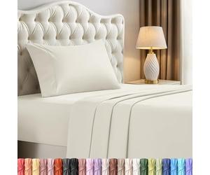Utopia Bedding Juego de sábanas de 3 Piezas para Cama Individual, Microfibra Suave y Transpirable, Incluye 1 sábana Bajera, 1 sábana encimera y 1 Funda de Almohada (Marfil)