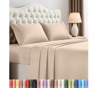 Utopia Bedding Juego de sábanas de Microfibra de 4 Piezas (Beige, matrimonial)