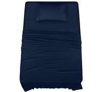 Utopia Bedding Juego de sábanas de 4 Piezas, Microfibra cepillada, Resistente al Encogimiento y a la decoloración, fácil Cuidado (Individual, Azul Marino)