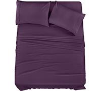 Utopia Bedding Juego de sábanas de 4 Piezas, Microfibra cepillada, Resistente al Encogimiento y a la decoloración, fácil Cuidado (matrimonial, Morado)