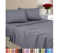 Utopia Bedding Juego de sábanas de Microfibra cepillada, sábanas Suaves para Cama tamaño Queen, sábanas de Lujo con sábana Bajera, sábana encimera y 2 Fundas de Almohada, Bolsillo Profundo (Gris)