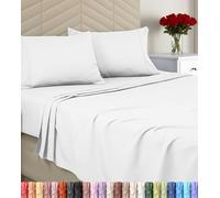 Utopia Bedding Juego de sábanas de Microfibra cepillada, tamaño King Size, sábana de Lujo con sábana Bajera, sábana Bajera y 2 Fundas de Almohada, Bolsillo Profundo (Blanco)
