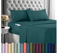 Utopia Bedding Juego de sábanas de Microfibra Suave de 4 Piezas con Bolsillos Profundos, Fundas de Almohada Bordadas, sábana Bajera con Bolsillo Lateral de Almacenamiento, sábana encimera (Verde