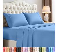 Utopia Bedding Juego de sábanas matrimonial: sábanas de 4 Piezas para Cama matrimonial, Microfibra Suave y Transpirable, Incluye 1 sábana Bajera, 1 sábana encimera y 2 Fundas de Almohada (Azul