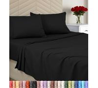 Utopia Bedding - Juego de sábanas tamaño Full de Microfibra cepillada Suave para Cama de tamaño Full, Incluye 1 sábana Bajera, 1 encimera y 2 Fundas de Almohada, Bolsillo Profundo (Negro)