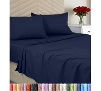 Utopia Bedding - Juego de sábanas tamaño Full de Microfibra cepillada Suave para Cama de tamaño Full, Incluye 1 sábana Bajera, 1 encimera y 2 Fundas de Almohada, Bolsillo Profundo (Azul Marino)