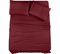 Utopia Bedding Juego de sábanas tamaño King, 4 Piezas, Microfibra cepillada, Encogimiento y Resistente a la decoloración, fácil de Limpiar, tamaño King, Color Burdeos