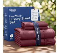 Utopia Bedding - Juego de sábanas tamaño Queen, Microfibra cepillada, sábanas Suaves para Cama tamaño Queen, Incluye 1 sábana Bajera, 1 Plana y 2 Fundas de Almohada, Bolsillo Profundo (borgoña)