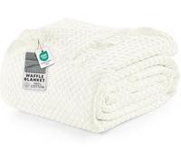 Utopia Bedding Manta de Punto gofre 100% algodón Marfil de 300 g/m², tamaño Queen, 228.6 x 229.6 cm, Suave, Ligera, Transpirable para Todas Las Estaciones