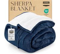 Utopia Bedding Manta Sherpa - Manta Reversible de Felpa cálida y Gruesa de 480 gsm para Cama, sofá, Camping y Viajes[228x228 cm, Azul Marino]