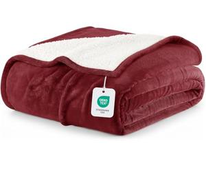 Utopia Bedding Manta Sherpa - Manta Reversible de Felpa cálida y Gruesa de 480 gsm para Cama, sofá, Camping y Viajes[259x228 cm, Rojo]