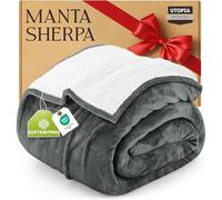 Utopia Bedding Manta Sherpa - Manta Reversible de Forro Polar Suave para Cama, Sofá y Viajes, Ideal para Todas Las Estaciones (Gris, 150x200 cm)