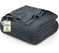 Utopia Bedding - Manta térmica 100% algodón, 350 g/m², Ligera, Suave y Transpirable para Todas Las Estaciones, tamaño King, 228,6 cm x 274,3 cm, Color Gris Ahumado